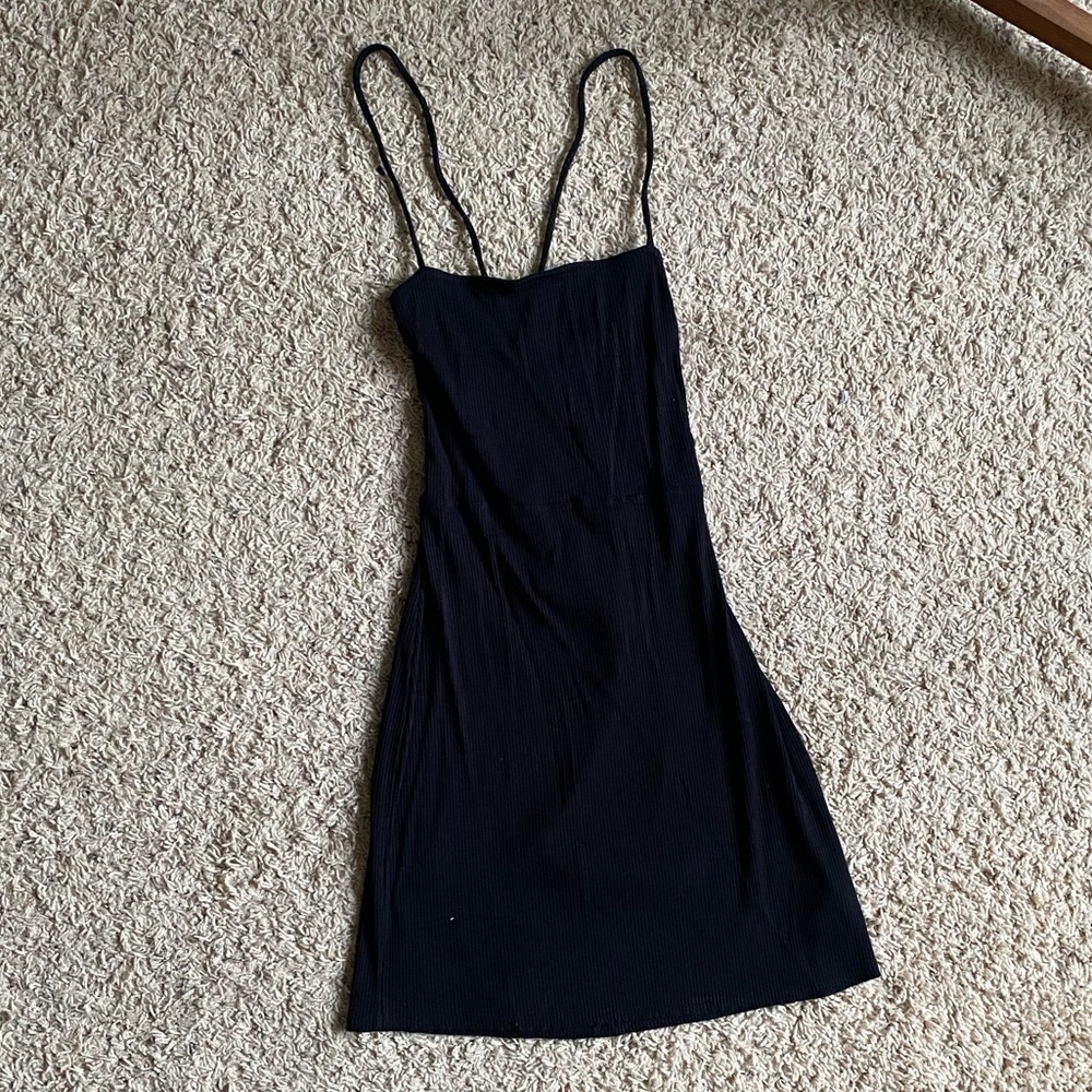 Urban Outfitters Ribbed Strappy Tie Back Mini Dress